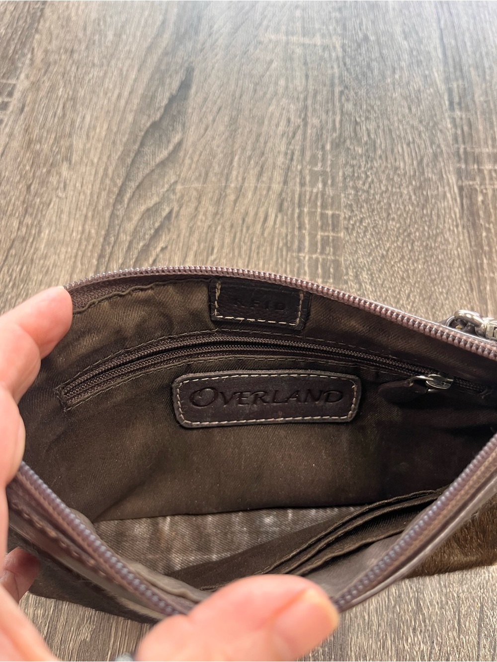 Overland Real Cowhide Brown & White. Leather Western Wristlet Cowgirl - Picture 3 of 6